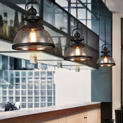 Antique Glass and Iron Retro Industrial Pendant Light