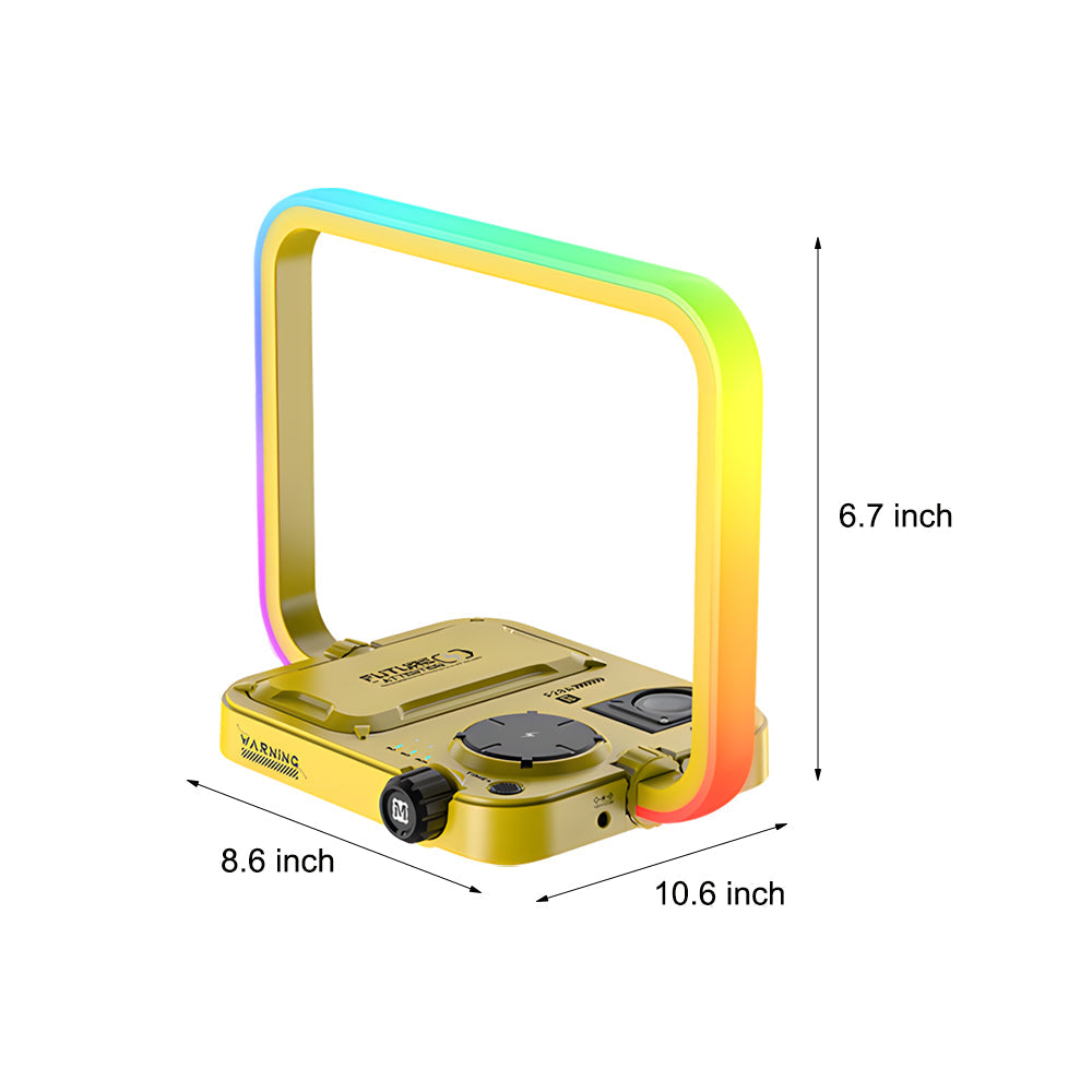 TechGlow - 3-in-1 Wireless Charger RGB Desk Lamp Multifunctional Timing Desk Light