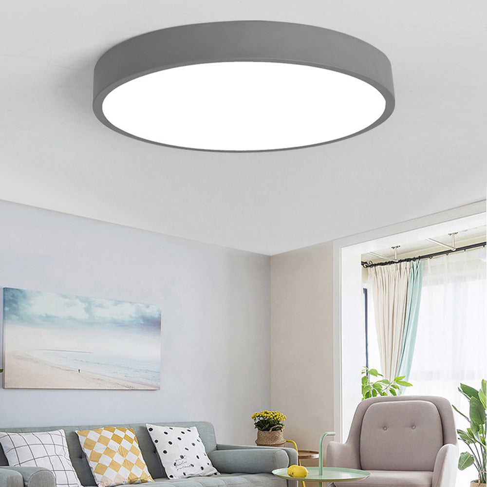 Morandi Modern Round LED Ceiling Light Pink Grey Metal Living Room
