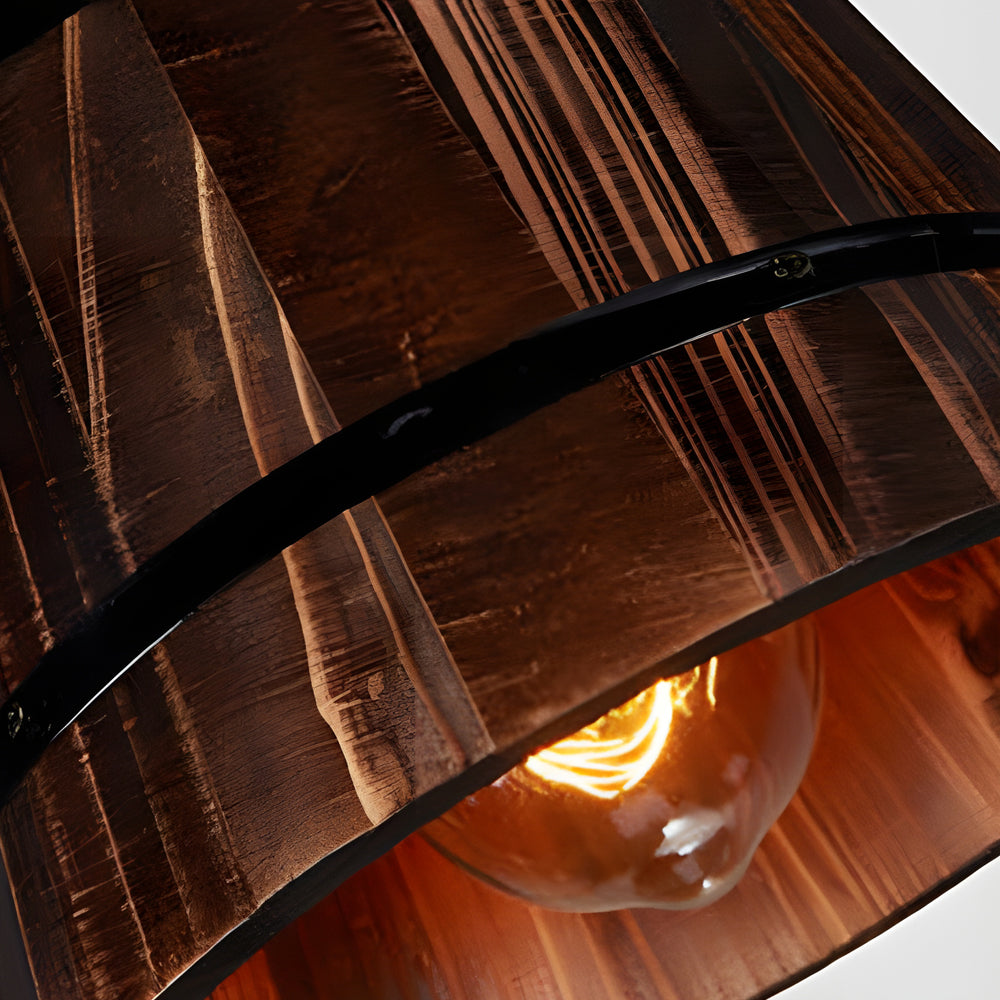 RusticCharm – Pendant Light in the Shape of a Wooden Bucket for the Bar