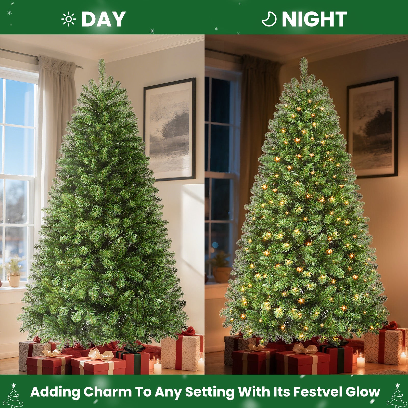 AvenlyHome|1.8m Prelit Christmas Tree|250 Warm White LED|778 Tips|Easy Setup