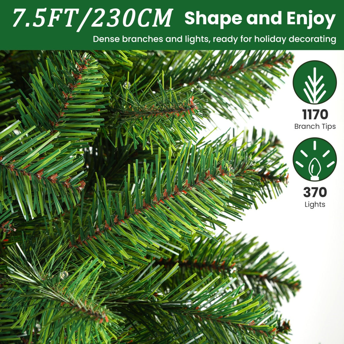 AvenlyHome|1.8m Prelit Christmas Tree|250 Warm White LED|778 Tips|Easy Setup