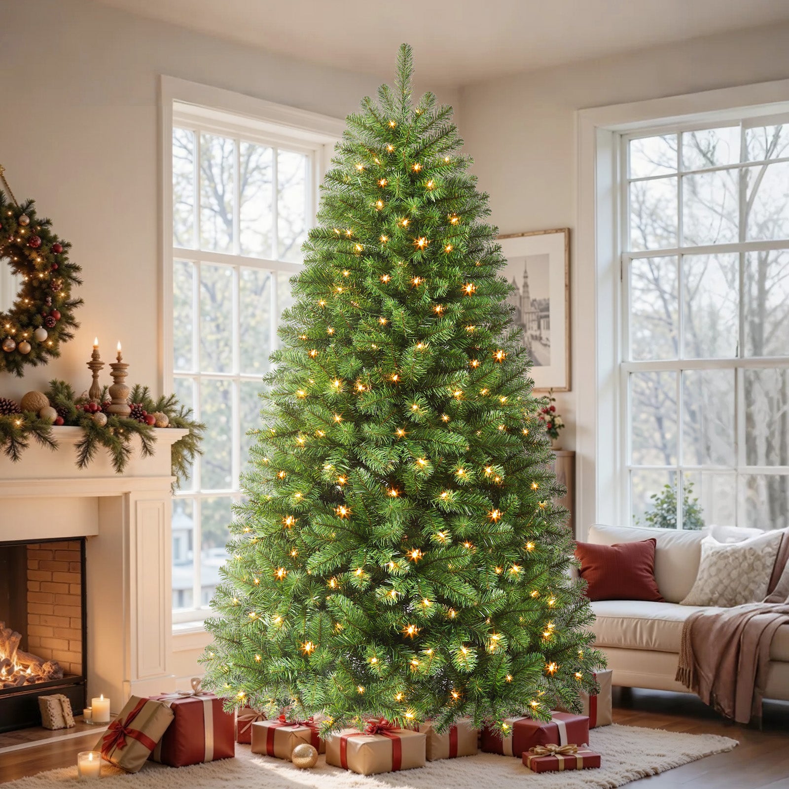AvenlyHome|1.8m Pre-Lit Christmas Tree|250 LED Warm White|778 Tips|Easy Assembly
