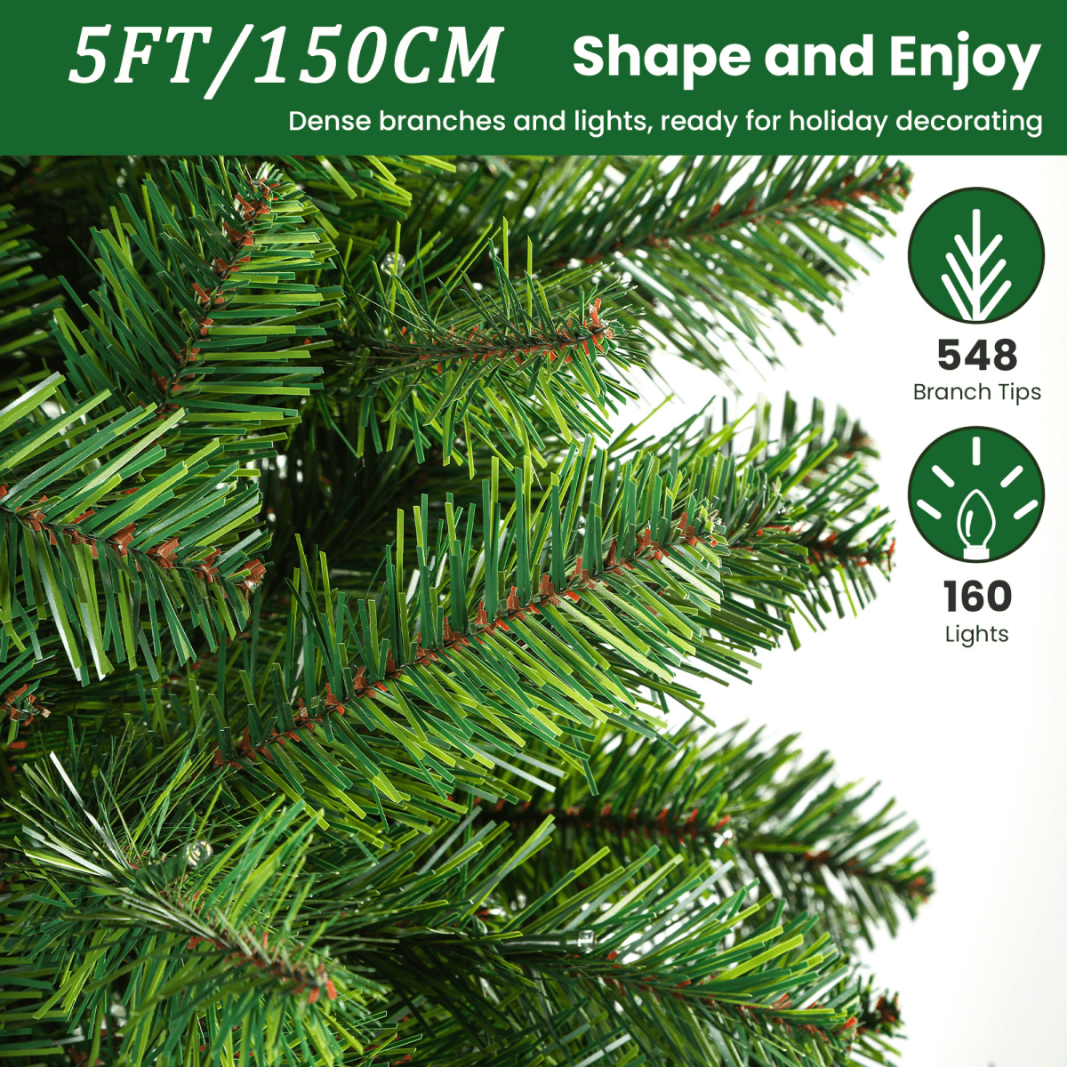 AvenlyHome|1.8m Pre-Lit Christmas Tree|250 LED Warm White|778 Tips|Easy Assembly