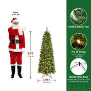 Shareconn Slim Pencil Christmas Tree 545 Tips 200 Lights Space Saving Stand