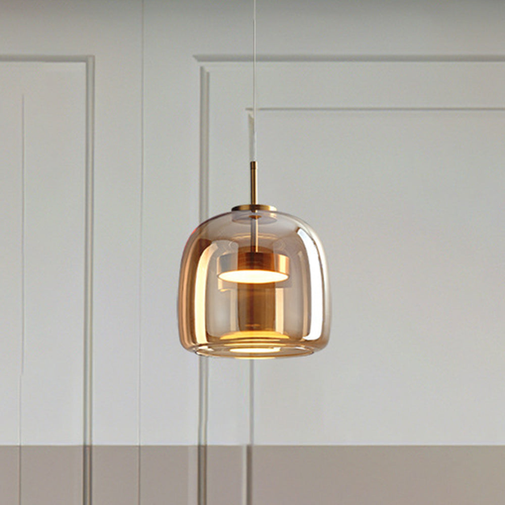 Hailie Retro LED Pendant Lights Gold Amber Metal Glass Bedroom