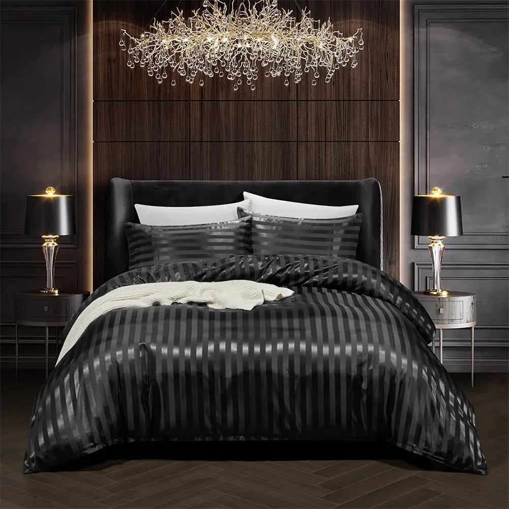 NoirLuxe - Duvet Cover Set in Black Satin