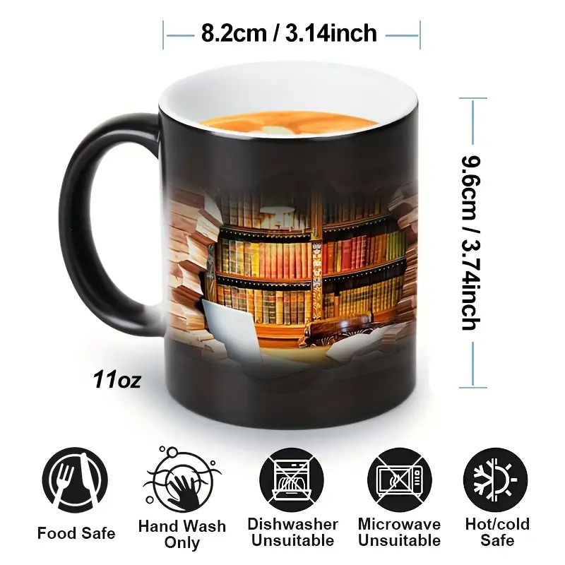 Enchanting Bookshelf Heat-Reveal Ceramic Mug