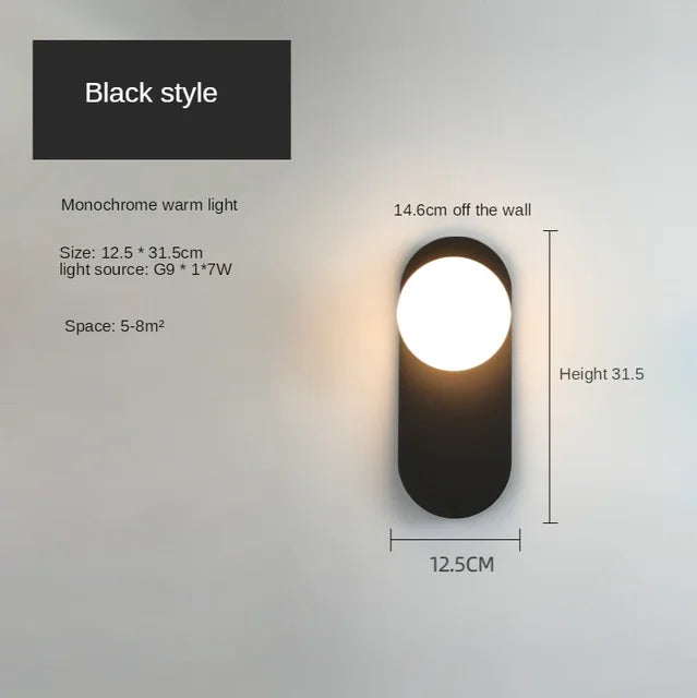 GildedGlimmer - Modern LED Wall Lamp with Glass Sphere