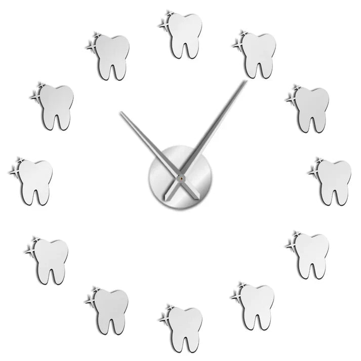 DentiGlow - Modern Wall Clock with Dental Mirror Effect