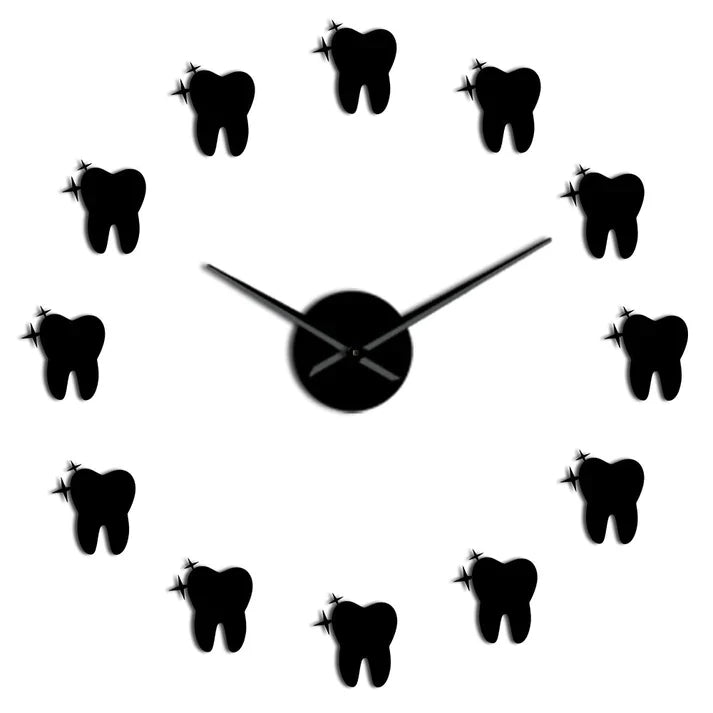 DentiGlow - Modern Wall Clock with Dental Mirror Effect