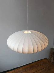 SatinSerenity – Silk Pendant Light with Crown