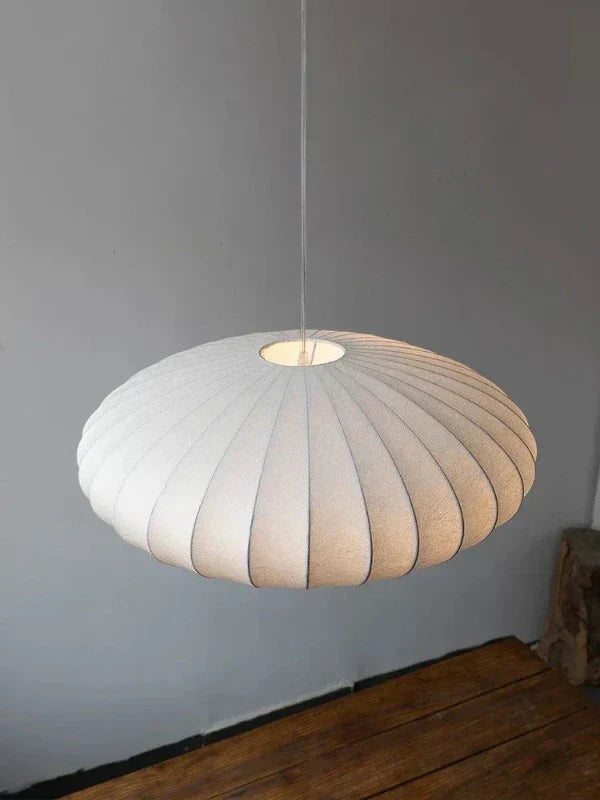 SatinSerenity – Silk Pendant Light with Crown