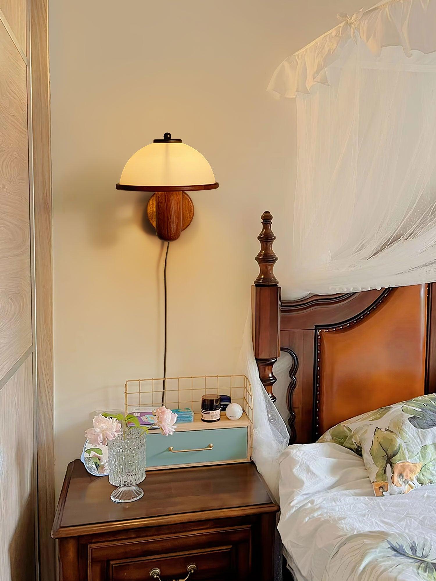 Wooden Mushroom Wall Lamp - Unique Lighting for a Natural Touch