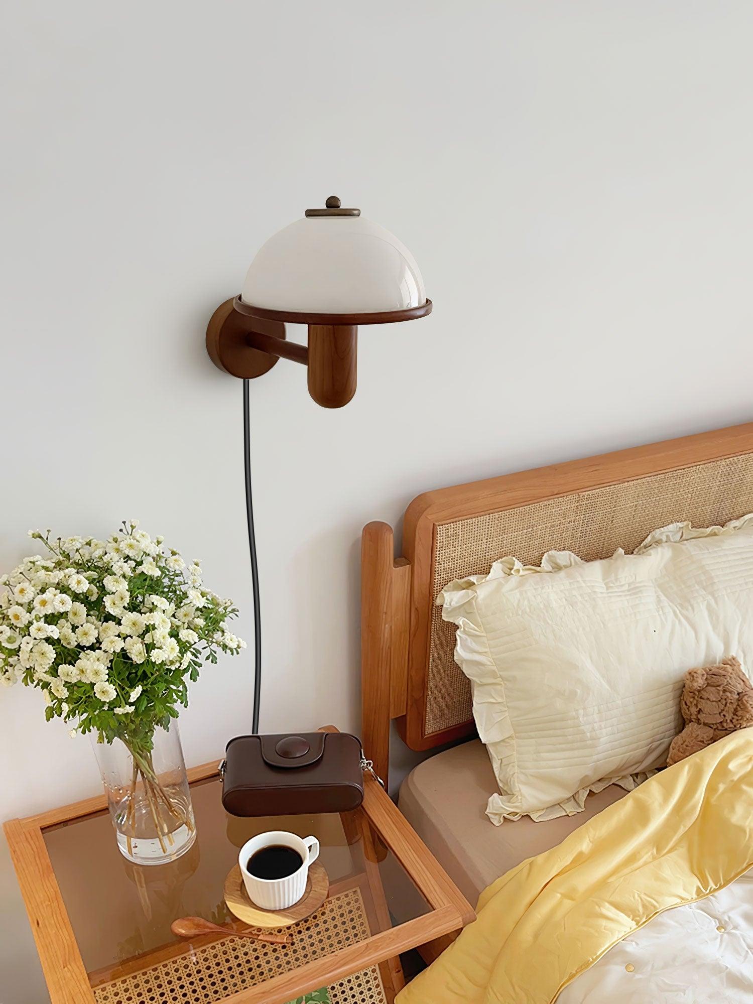 Wooden Mushroom Wall Lamp - Unique Lighting for a Natural Touch