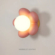 FloralGlimmer - Wall Lamp with Cream-Coloured Flower
