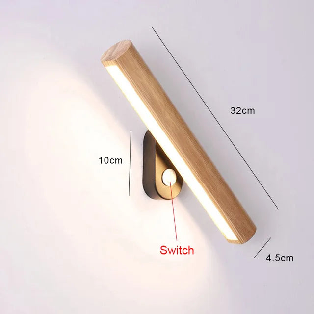 WoodGlow - Wooden LED Bedroom Wall Lamp