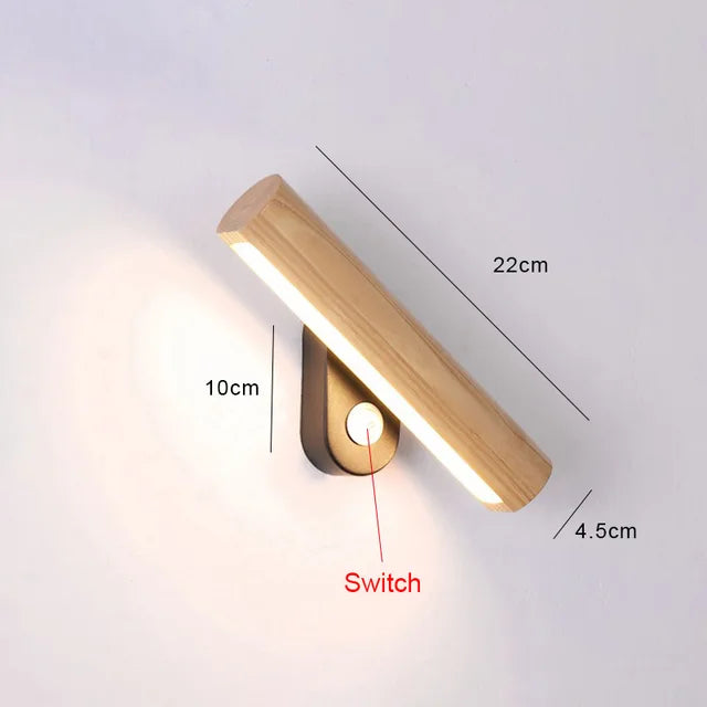 WoodGlow - Wooden LED Bedroom Wall Lamp