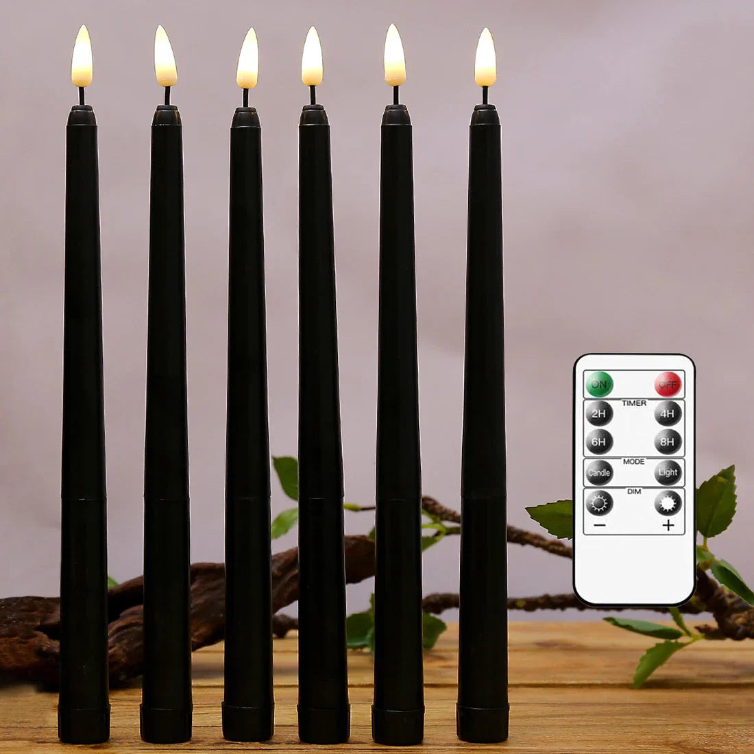 Nightfall - Black LED Candles with Remote Control for Halloween