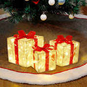 EclatDeNoel - Illuminated Gift Box Ornament with Bow
