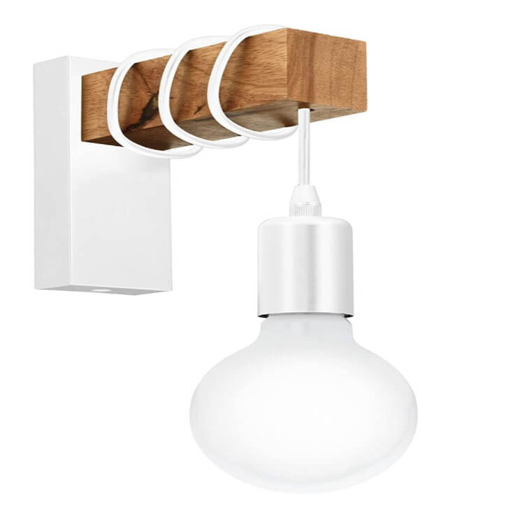 GloboLicht - Plastic lampshade, wall lamp with wooden arm