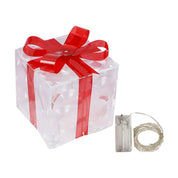 EclatDeNoel - Illuminated Gift Box Ornament with Bow