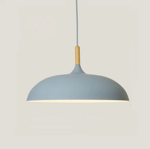 Pendant Lights Made of Metal and Wood in Soft Pastel Shades