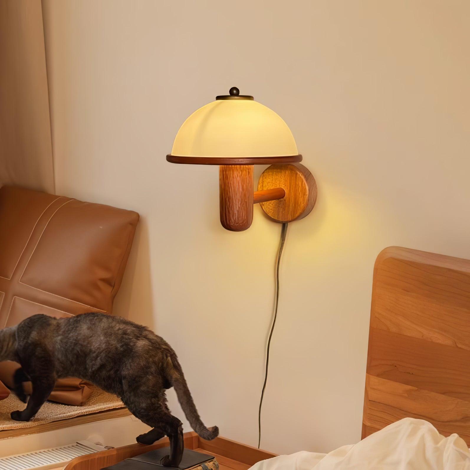 Wooden Mushroom Wall Lamp - Unique Lighting for a Natural Touch