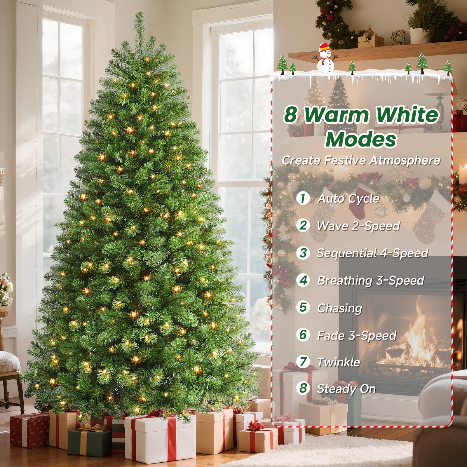AvenlyHome|1.8m Prelit Christmas Tree|250 Warm White LED|778 Tips|Easy Setup