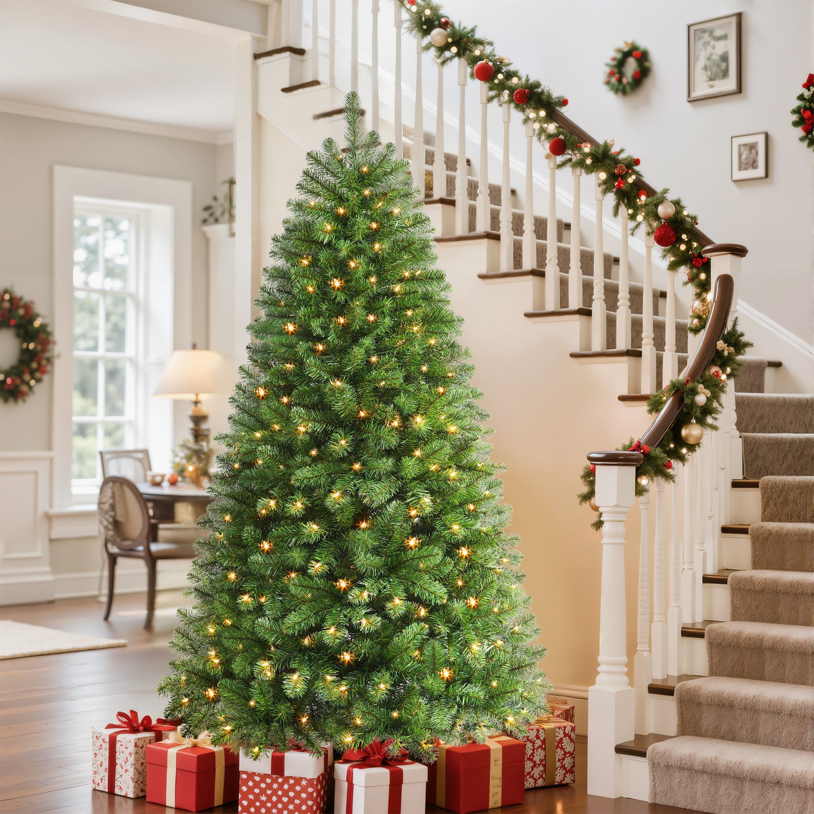 AvenlyHome|1.8m Pre-Lit Christmas Tree|250 LED Warm White|778 Tips|Easy Assembly