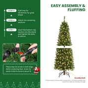 Shareconn Slim Pencil Christmas Tree 545 Tips 200 Lights Space Saving Stand