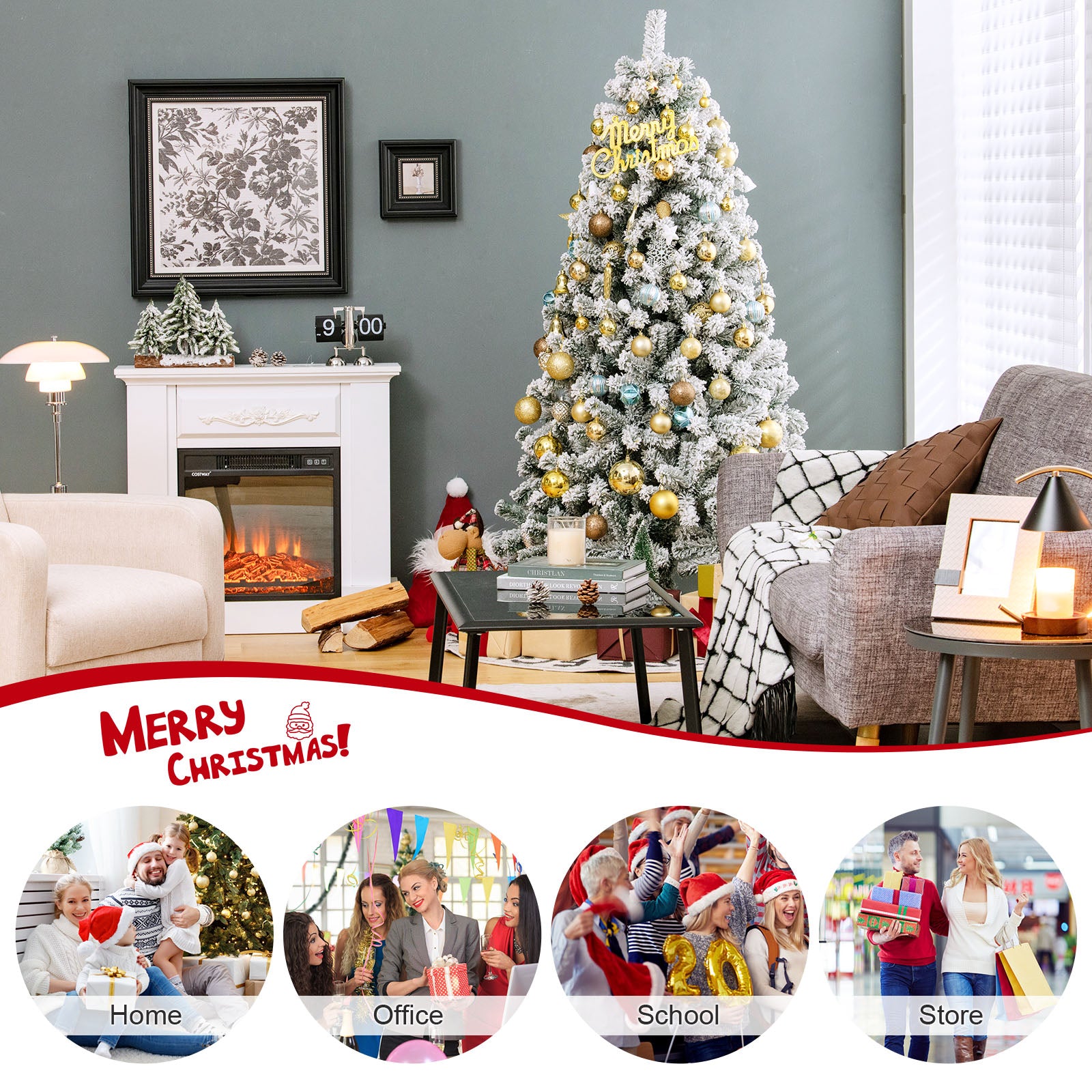 AvenlyHome| Hinged Xmas Tree | Height 6 and 7.5ft PVC Tips | Green | Easy Setup