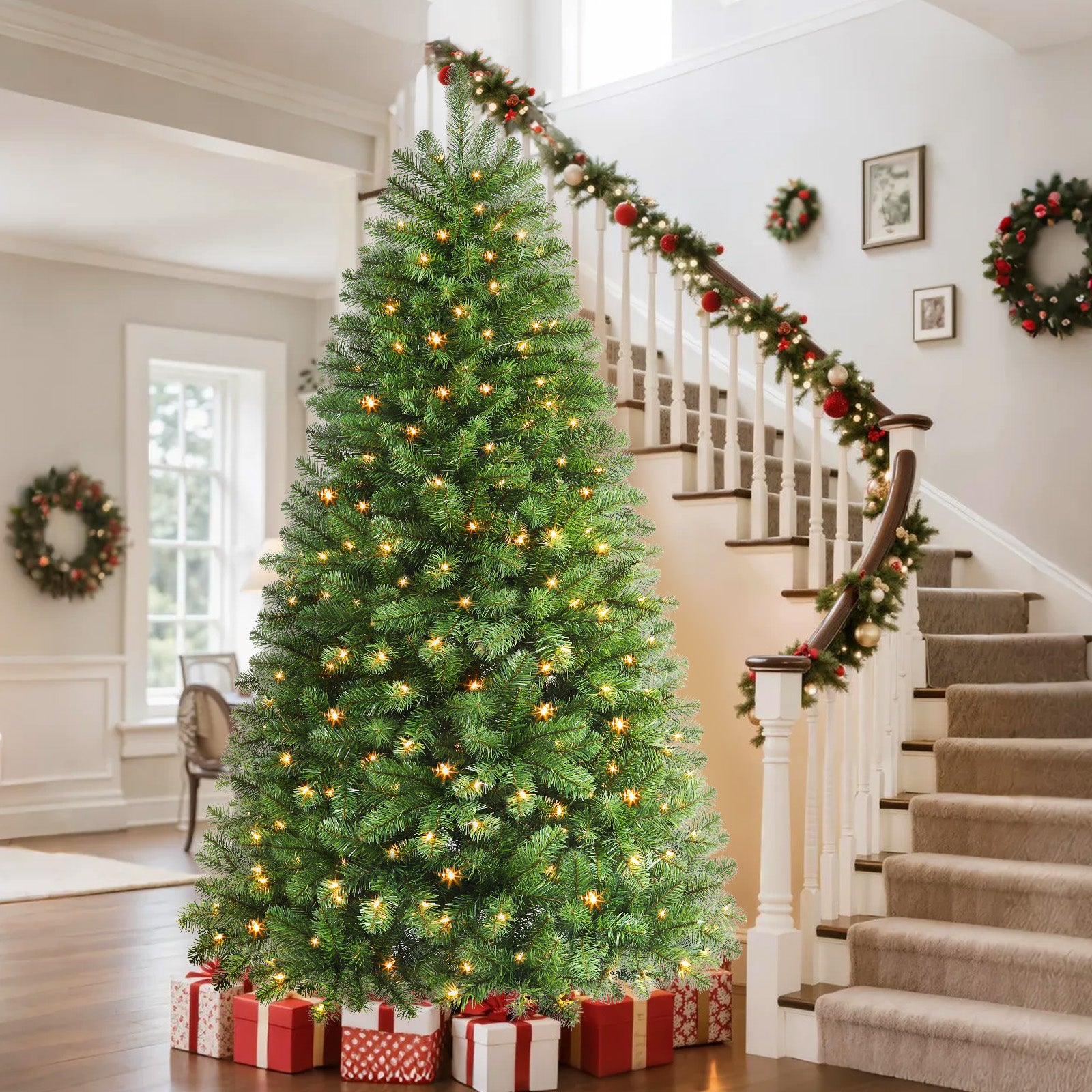 AvenlyHome|1.8m Prelit Christmas Tree|250 Warm White LED|778 Tips|Easy Setup