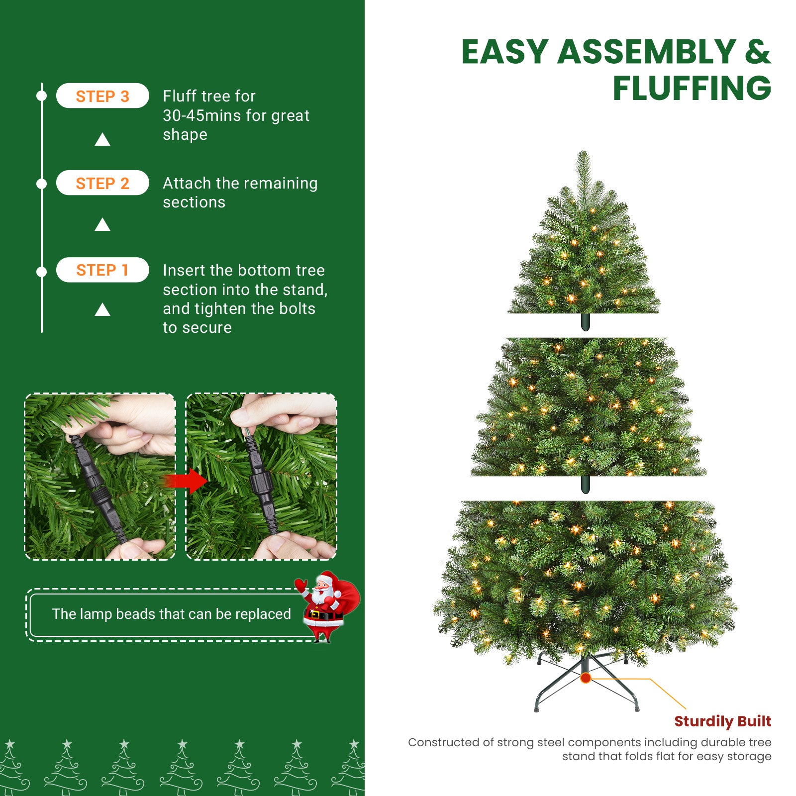 AvenlyHome|1.8m Pre-Lit Christmas Tree|250 LED Warm White|778 Tips|Easy Assembly
