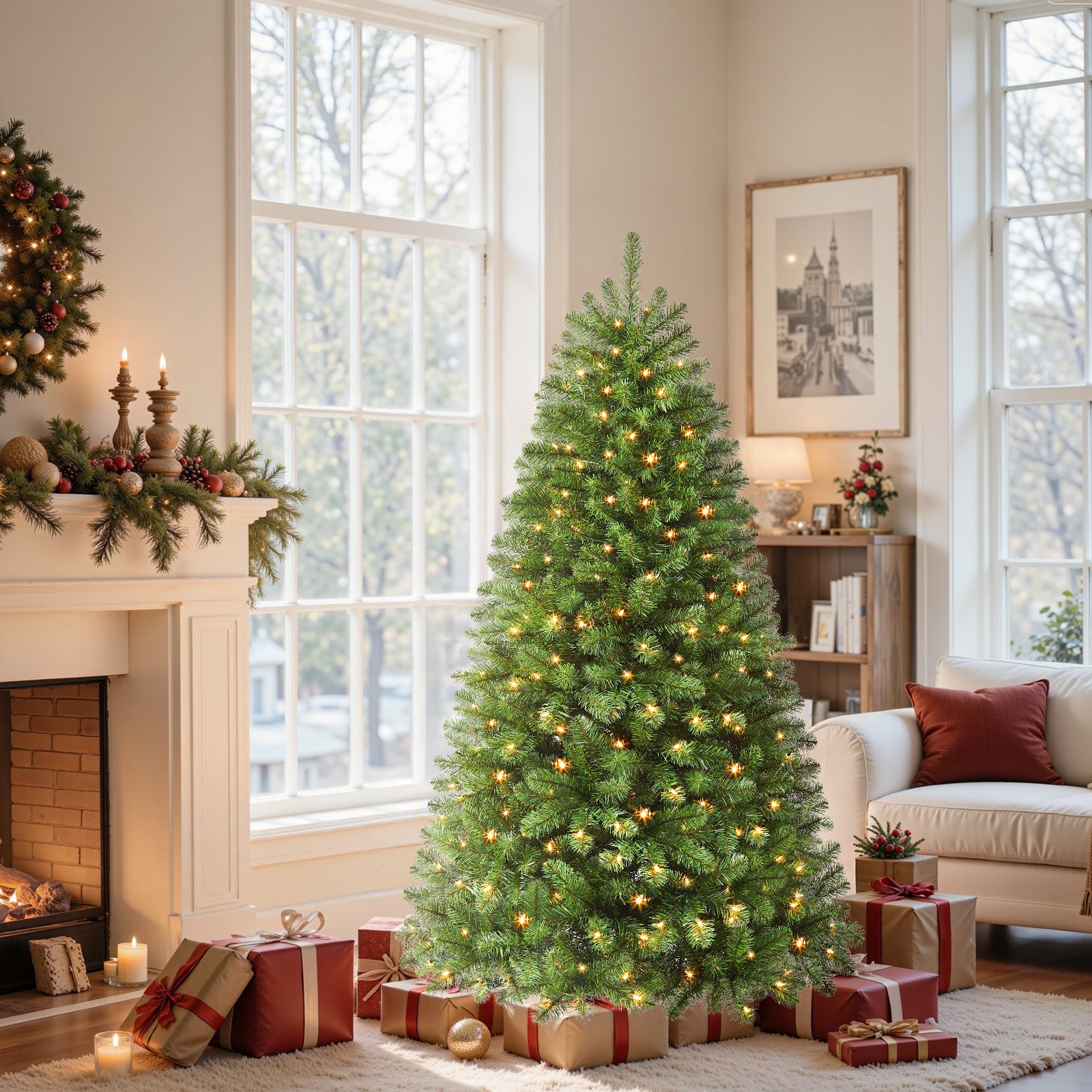 AvenlyHome|1.8m Prelit Christmas Tree|250 Warm White LED|778 Tips|Easy Setup