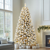 Shareconn 2.1m Snow Flocked Christmas Tree 320 Warm White LEDs Realistic Look
