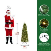 Shareconn Slim Pencil Christmas Tree 545 Tips 200 Lights Space Saving Stand