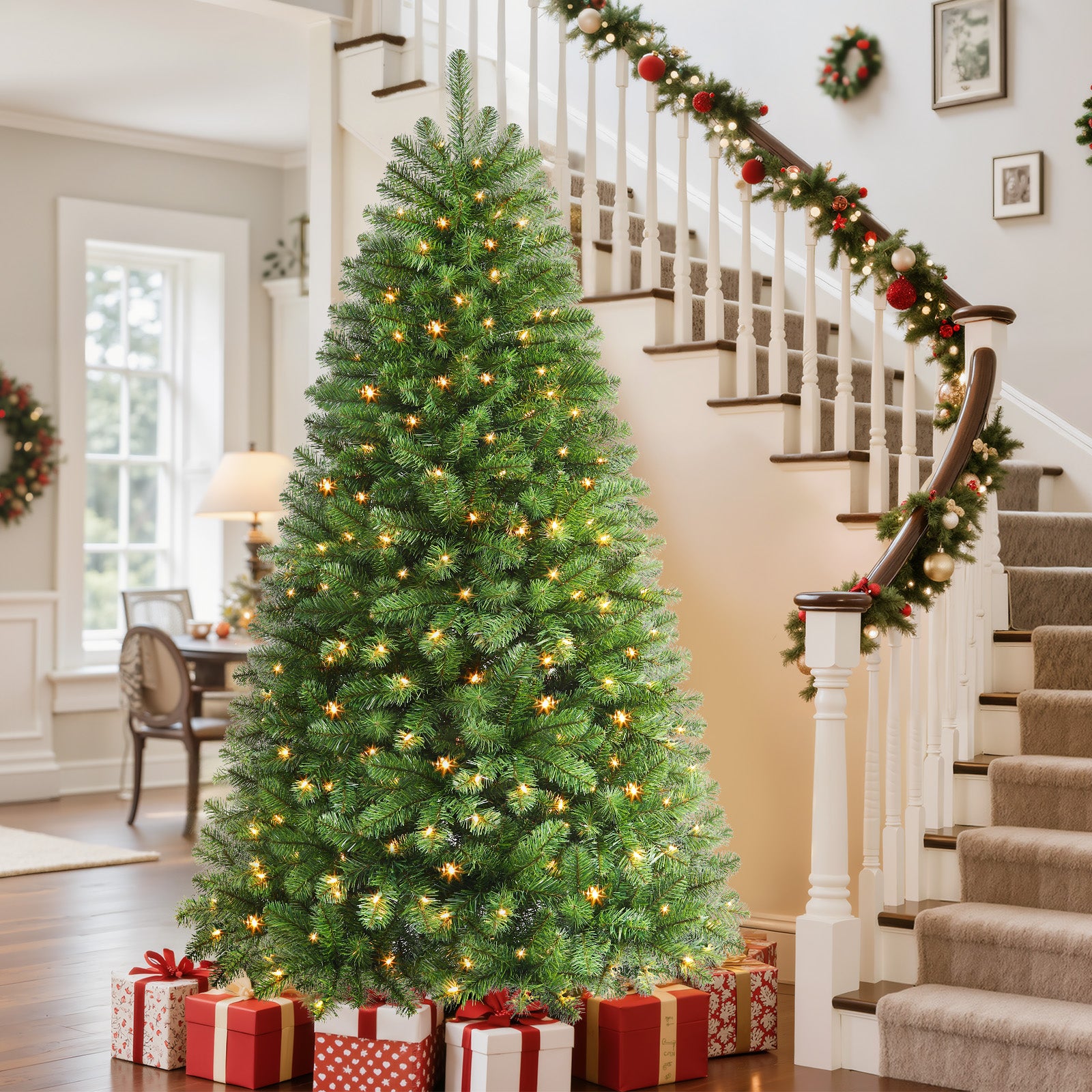 AvenlyHome|1.8m Pre-Lit Christmas Tree|250 LED Warm White|778 Tips|Easy Assembly