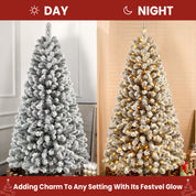 Shareconn 2.1m Snow Flocked Christmas Tree 320 Warm White LEDs Realistic Look
