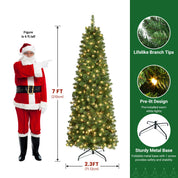 Shareconn Slim Pencil Christmas Tree 545 Tips 200 Lights Space Saving Stand