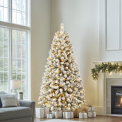 Shareconn 2.1m Snow Flocked Christmas Tree 320 Warm White LEDs Realistic Look