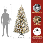 Shareconn 2.1m Snow Flocked Christmas Tree 320 Warm White LEDs Realistic Look