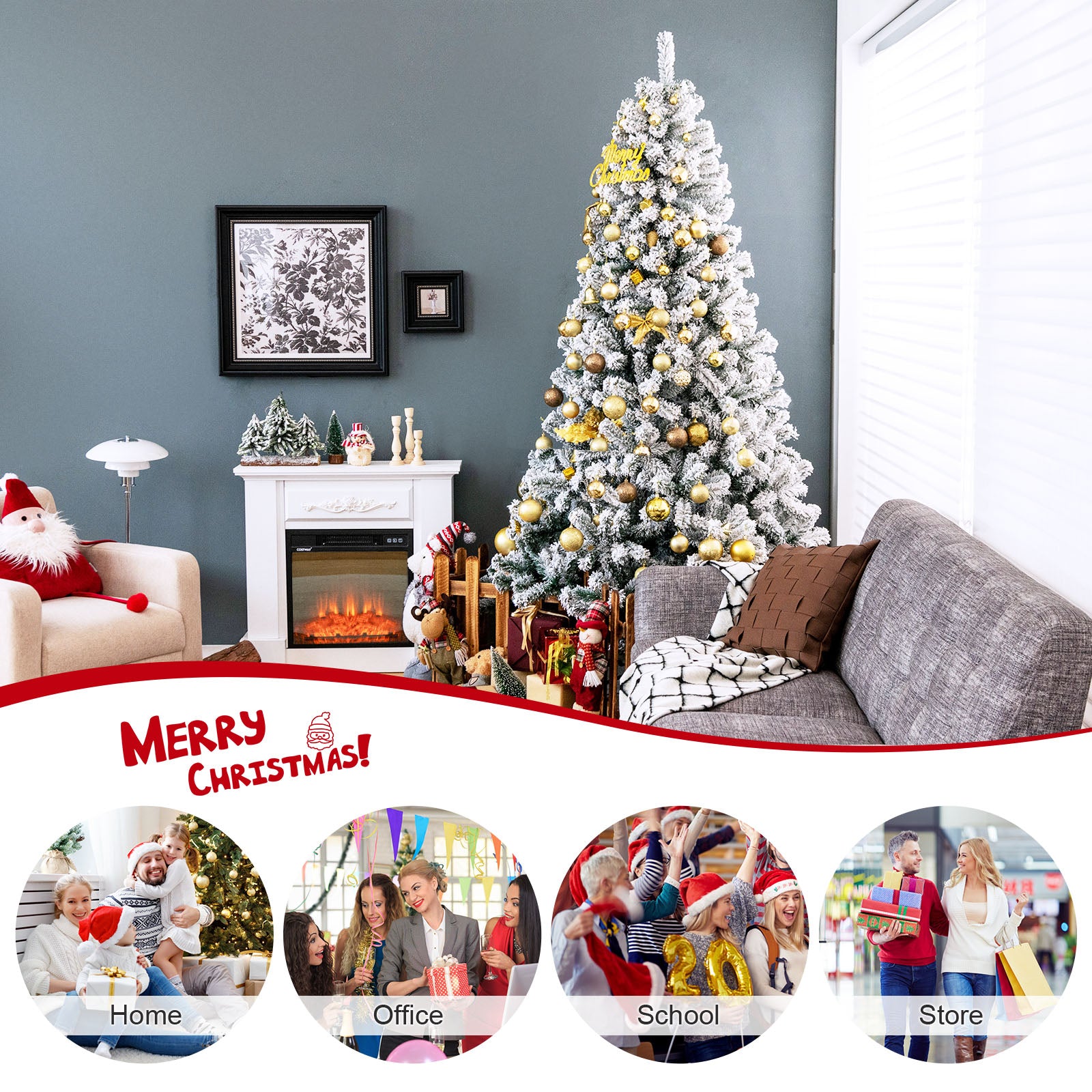 AvenlyHome| Hinged Xmas Tree | Height 6 and 7.5ft PVC Tips | Green | Easy Setup