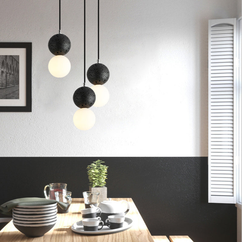 Aurora Pendant Lights LED - Black and White Glass