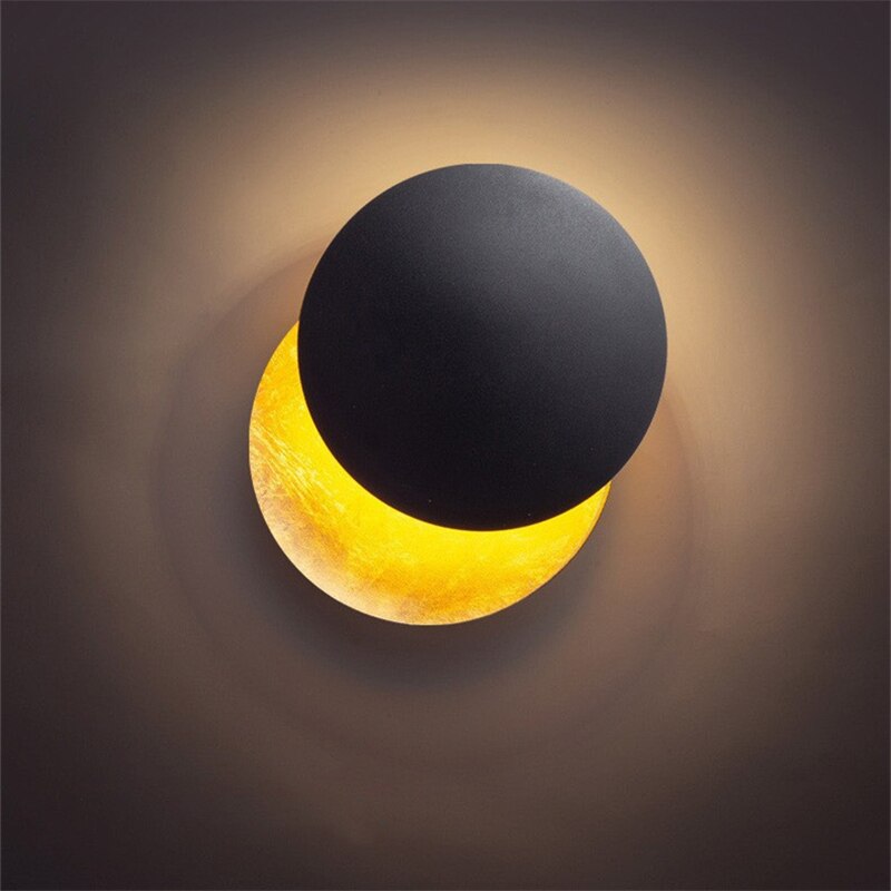 Unique 360-Degree Rotating LED Eclipse Design Wall Lamp