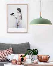Pendant Lights Made of Metal and Wood in Soft Pastel Shades