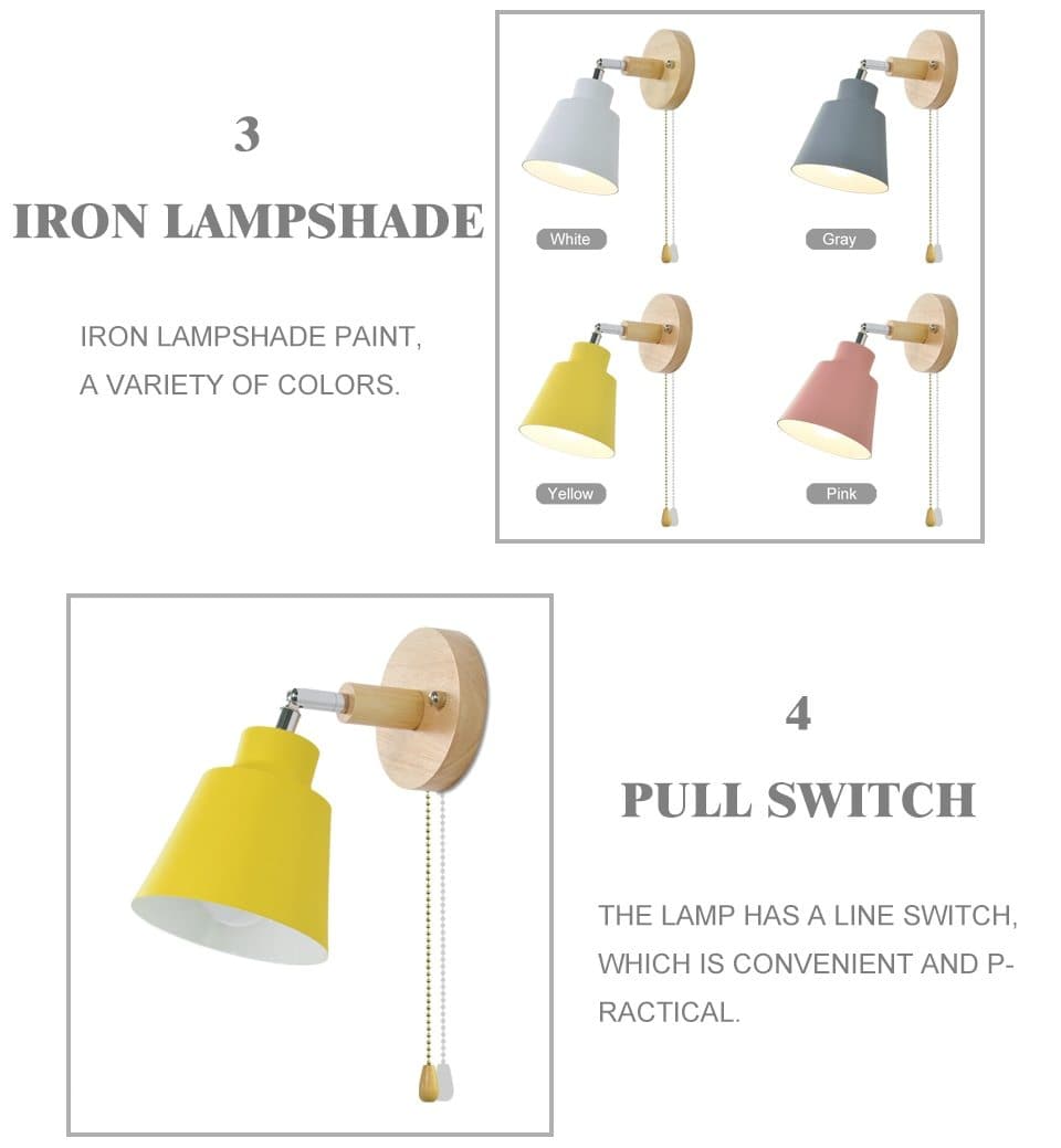 Rotatable Collin Wall Lamp with Pull Chain Switch