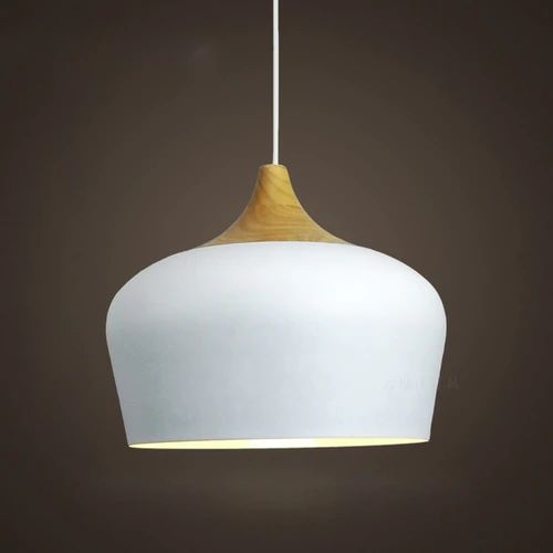 Pendant Lights Made of Metal and Wood in Soft Pastel Shades