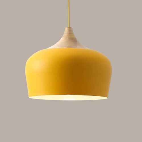 Pendant Lights Made of Metal and Wood in Soft Pastel Shades