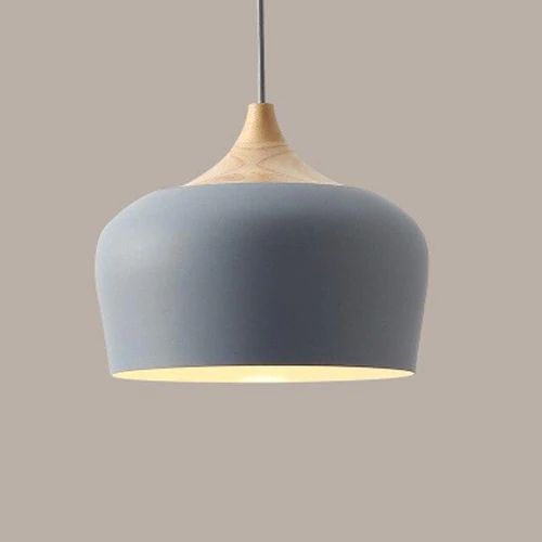 Pendant Lights Made of Metal and Wood in Soft Pastel Shades